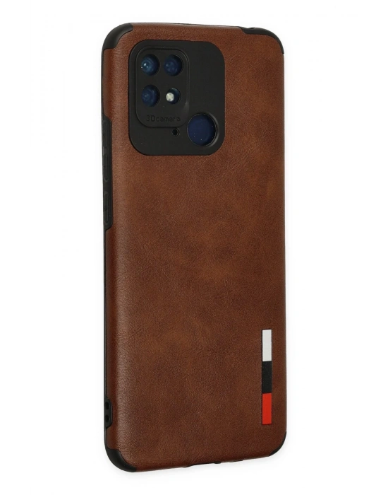 Newface Xiaomi Redmi 10C Kılıf Loop Deri Silikon - Kahverengi