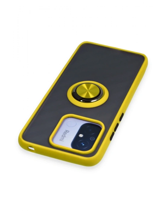 Newface Xiaomi Redmi 12C Kılıf Montreal Yüzüklü Silikon Kapak - Sarı