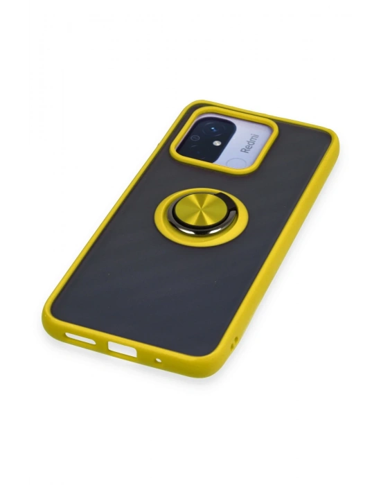 Newface Xiaomi Redmi 12C Kılıf Montreal Yüzüklü Silikon Kapak - Sarı