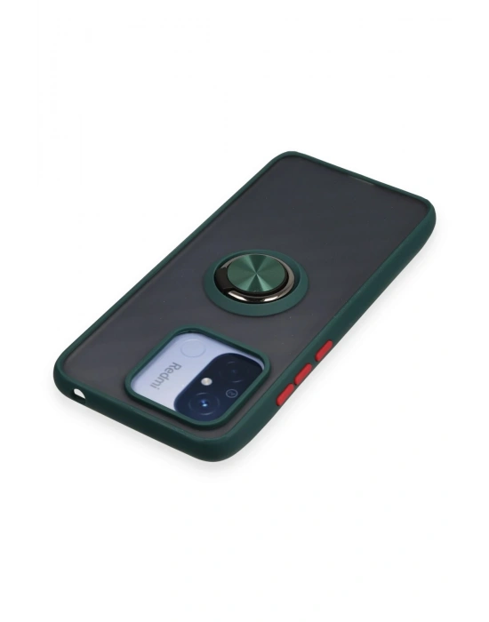 Newface Xiaomi Redmi 12C Kılıf Montreal Yüzüklü Silikon Kapak - Yeşil