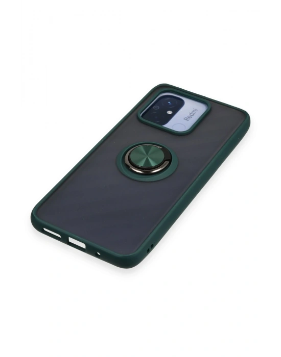 Newface Xiaomi Redmi 12C Kılıf Montreal Yüzüklü Silikon Kapak - Yeşil