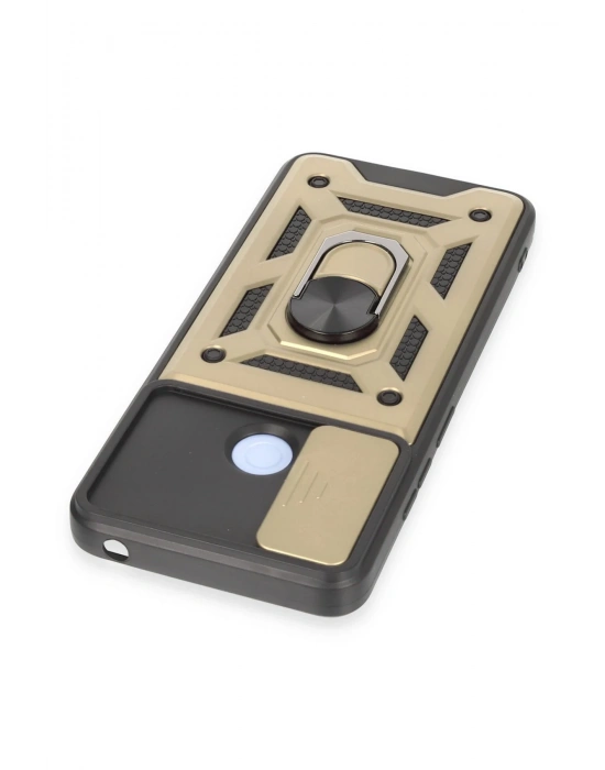 Newface Xiaomi Redmi 12C Kılıf Pars Lens Yüzüklü Silikon - Gold