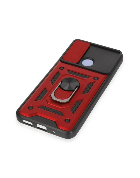 Newface Xiaomi Redmi 12C Kılıf Pars Lens Yüzüklü Silikon - Kırmızı