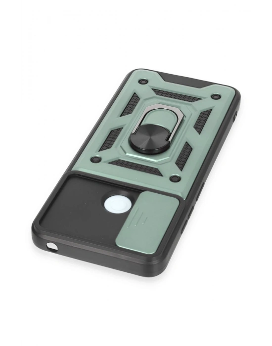 Newface Xiaomi Redmi 12C Kılıf Pars Lens Yüzüklü Silikon - Yeşil