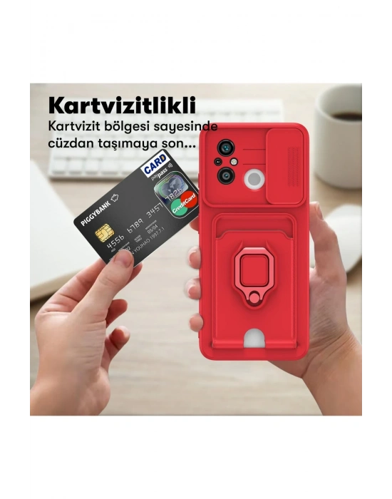 Newface Xiaomi Redmi 12C Kılıf Zuma Kartvizitli Yüzüklü Silikon - Pembe