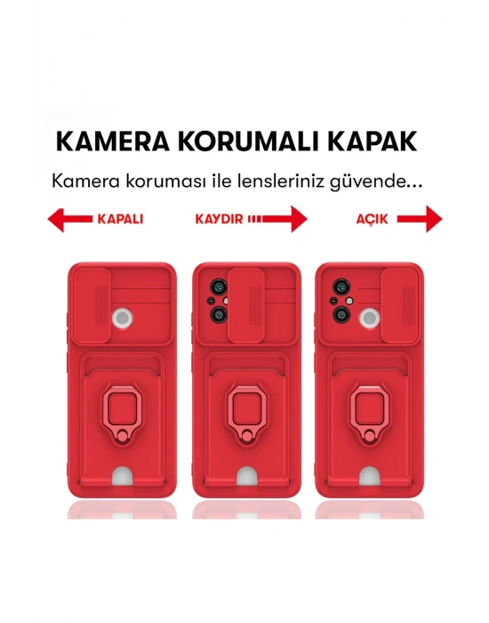 Newface Xiaomi Redmi 12C Kılıf Zuma Kartvizitli Yüzüklü Silikon - Pembe