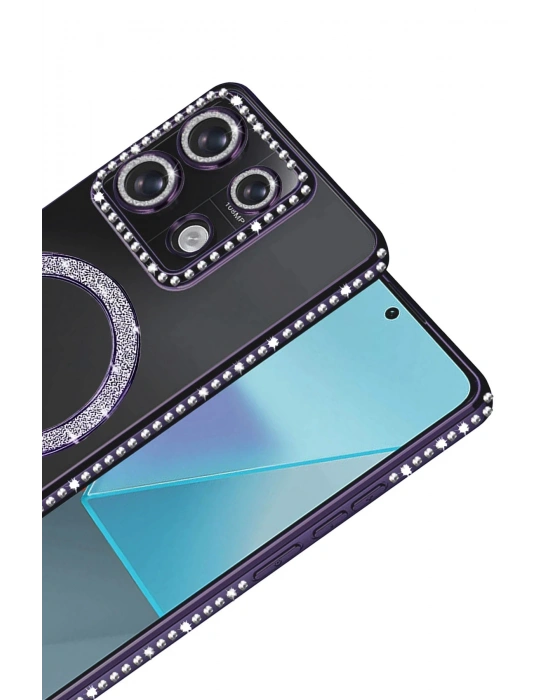 Newface Xiaomi Redmi 13C Joke Simli Magneticsafe Kılıf - Derin Mor