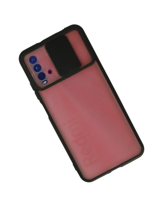 Newface Xiaomi Redmi 9T Kılıf Palm Buzlu Kamera Sürgülü Silikon - Siyah