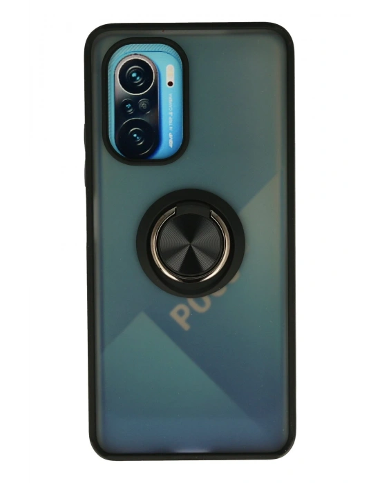 Newface Xiaomi Redmi K40 Kılıf Montreal Yüzüklü Silikon Kapak - Siyah