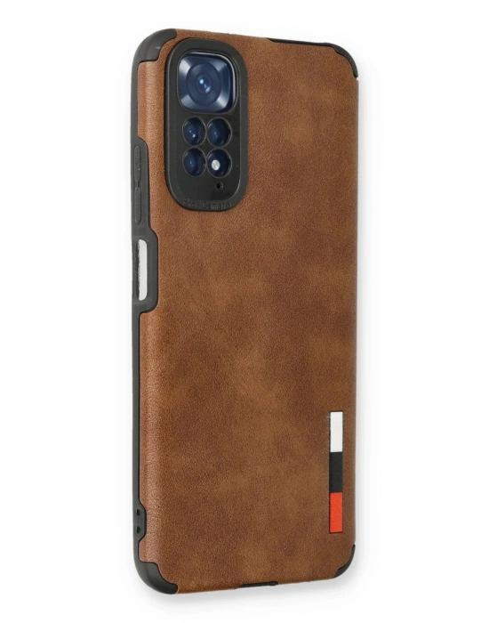 Newface Xiaomi Redmi Note 11 Kılıf Loop Deri Silikon - Kahverengi