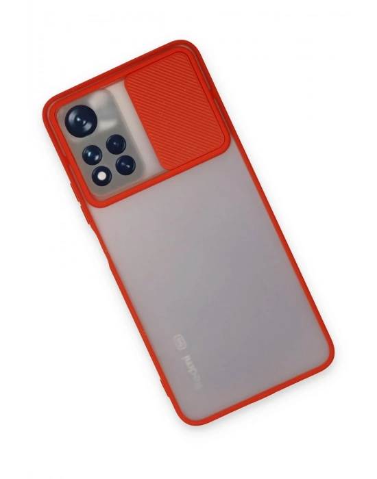 Newface Xiaomi Redmi Note 11 Pro Plus 5G Kılıf Palm Buzlu Kamera Sürgülü Silikon - Kırmızı