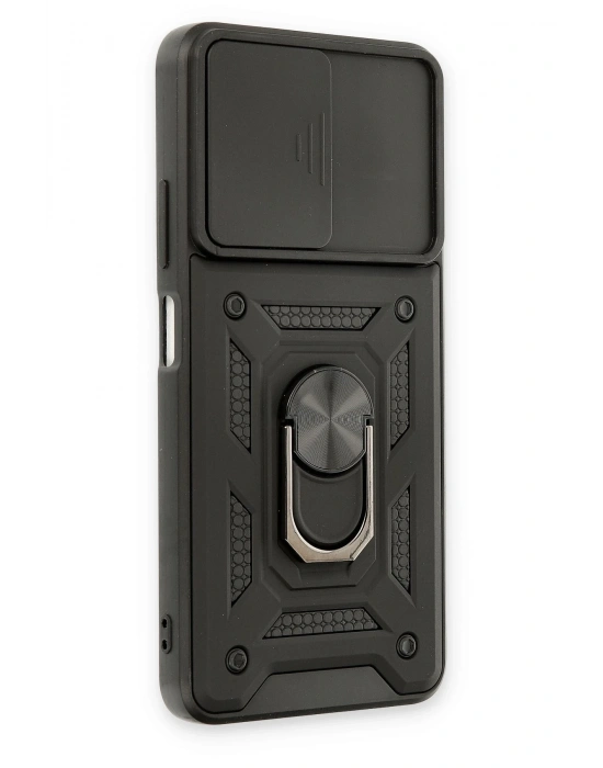 Newface Xiaomi Redmi Note 11T Kılıf Pars Lens Yüzüklü Silikon - Siyah