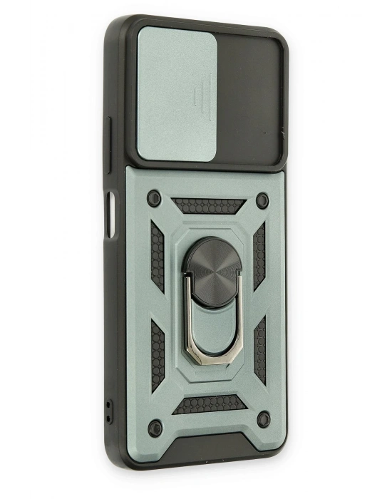 Newface Xiaomi Redmi Note 11T Kılıf Pars Lens Yüzüklü Silikon - Yeşil