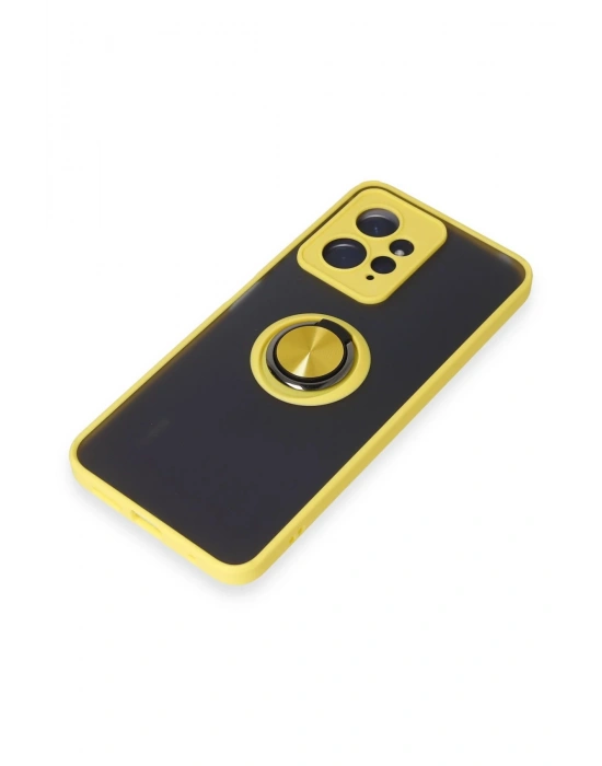 Newface Xiaomi Redmi Note 12 4G Kılıf Montreal Yüzüklü Silikon Kapak - Sarı