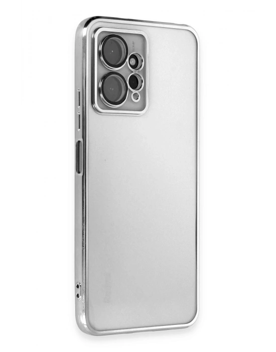 Newface Xiaomi Redmi Note 12 4G Kılıf Razer Lensli Silikon - Gümüş