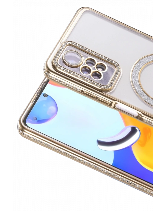 Newface Xiaomi Redmi Note 12 Pro 4G Joke Simli Magneticsafe Kılıf - Gold