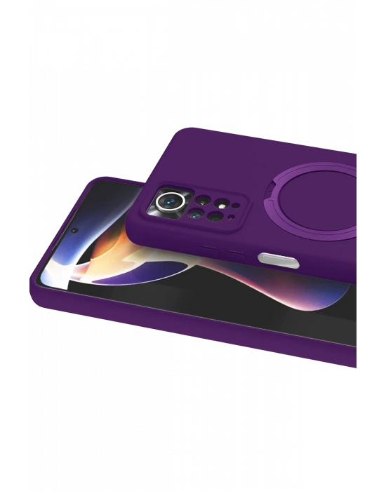 Newface Xiaomi Redmi Note 12 Pro 4G Regal Magsafe Standlı Kapak - Derin Mor