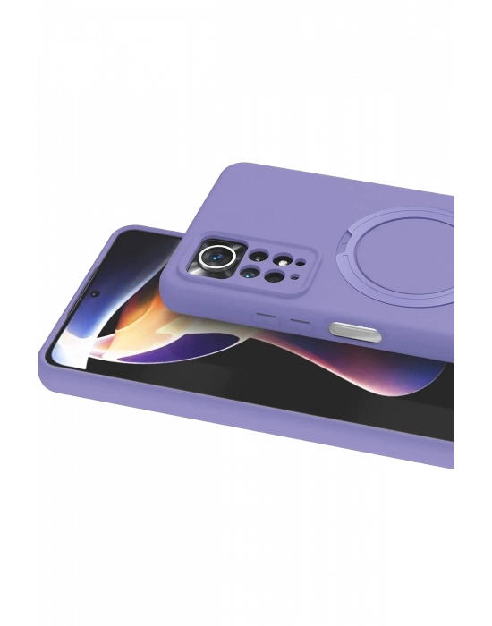 Newface Xiaomi Redmi Note 12 Pro 4G Regal Magsafe Standlı Kapak - Lila