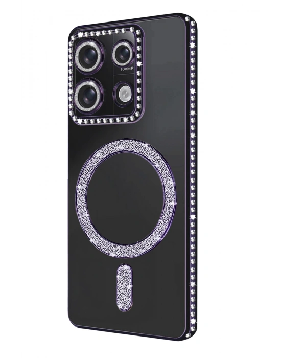 Newface Xiaomi Redmi Note 13 Pro 4G Joke Simli Magneticsafe Kılıf - Derin Mor