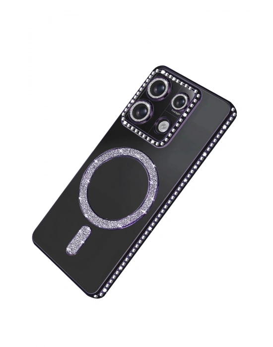 Newface Xiaomi Redmi Note 13 Pro 4G Joke Simli Magneticsafe Kılıf - Derin Mor