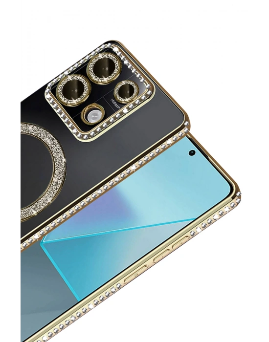 Newface Xiaomi Redmi Note 13 Pro 4G Joke Simli Magneticsafe Kılıf - Gold