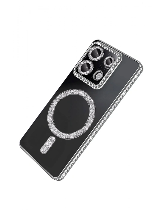 Newface Xiaomi Redmi Note 13 Pro 4G Joke Simli Magneticsafe Kılıf - Gümüş