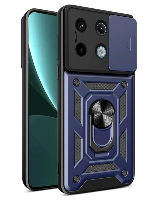 Newface Xiaomi Redmi Note 13 Pro 4G Pars Lens Yüzüklü Silikon - Lacivert