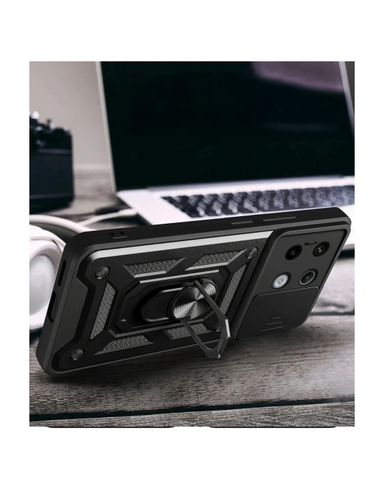 Newface Xiaomi Redmi Note 13 Pro 4G Pars Lens Yüzüklü Silikon - Siyah