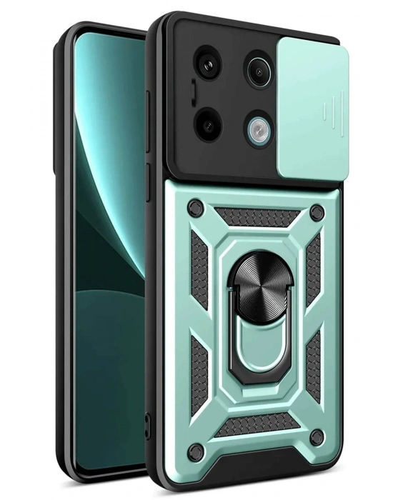 Newface Xiaomi Redmi Note 13 Pro 4G Pars Lens Yüzüklü Silikon - Yeşil