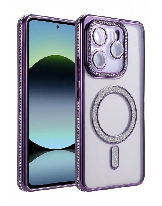 Newface Xiaomi Redmi Note 14 4G Joke Simli Magneticsafe Kılıf - Derin Mor