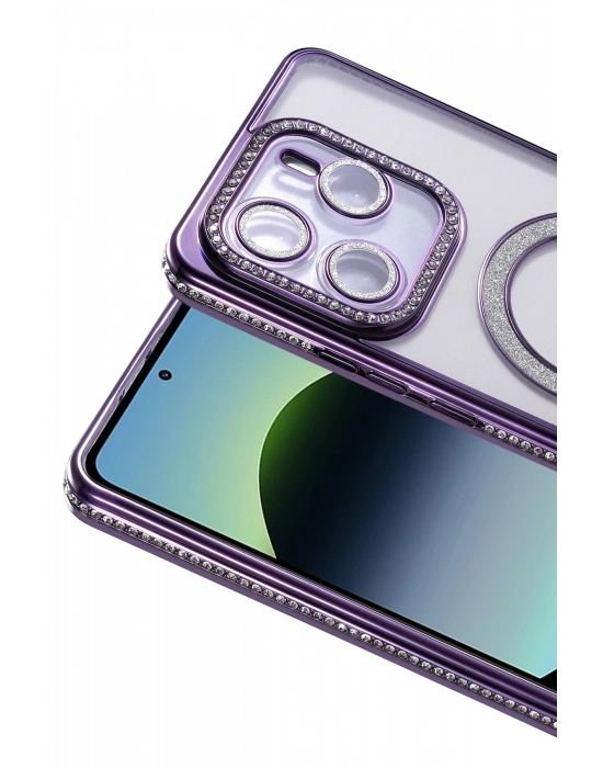 Newface Xiaomi Redmi Note 14 4G Joke Simli Magneticsafe Kılıf - Derin Mor