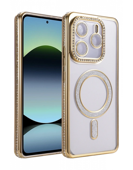 Newface Xiaomi Redmi Note 14 4G Joke Simli Magneticsafe Kılıf - Gold