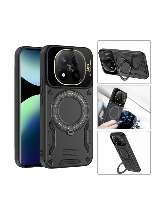 Newface Xiaomi Redmi Note 14 4G Kılıf Joy Lens Standlı Kapak - Mor