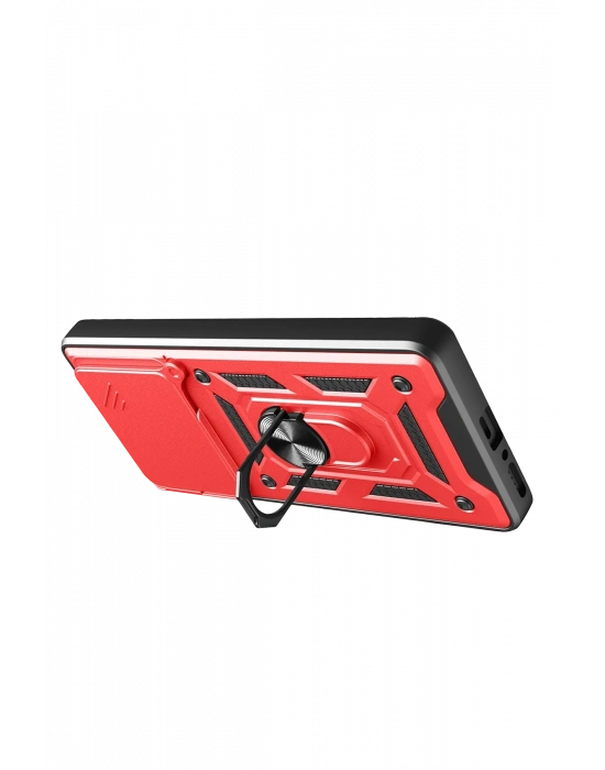 Newface Xiaomi Redmi Note 14 4G Pars Lens Yüzüklü Silikon - Kırmızı