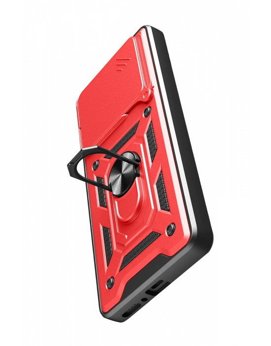 Newface Xiaomi Redmi Note 14 4G Pars Lens Yüzüklü Silikon - Kırmızı