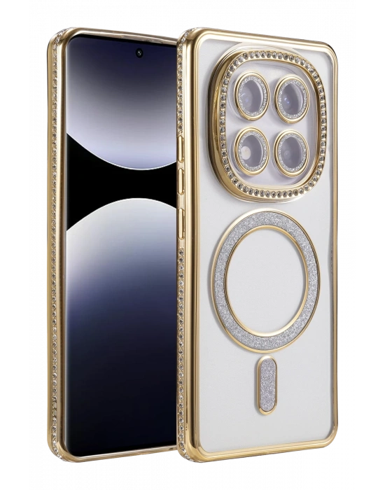 Newface Xiaomi Redmi Note 14 Pro 5G Joke Simli Magneticsafe Kılıf - Gold