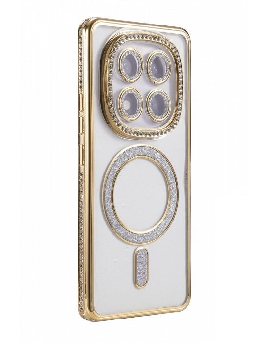 Newface Xiaomi Redmi Note 14 Pro 5G Joke Simli Magneticsafe Kılıf - Gold