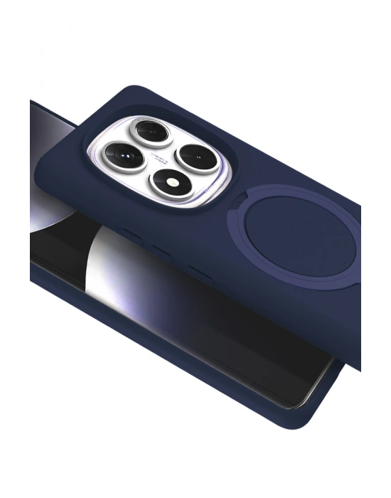 Newface Xiaomi Redmi Note 14 Pro 5G Regal Magsafe Standlı Kapak - Lacivert