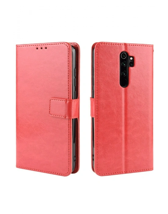 Newface Xiaomi Redmi Note 8 Pro Kılıf Trend S Plus Kapaklı Kılıf - Kırmızı