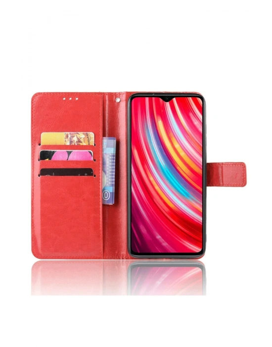 Newface Xiaomi Redmi Note 8 Pro Kılıf Trend S Plus Kapaklı Kılıf - Kırmızı