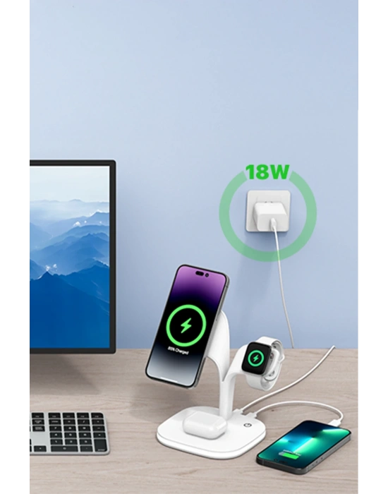 Newface YM-UD22 Kablosuz Şarj Masaüstü Set - Beyaz