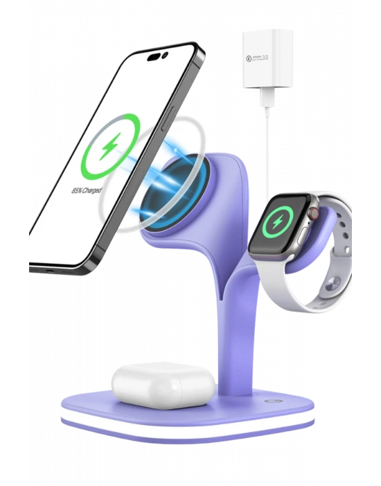 Newface YM-UD22 Kablosuz Şarj Masaüstü Set - Lila