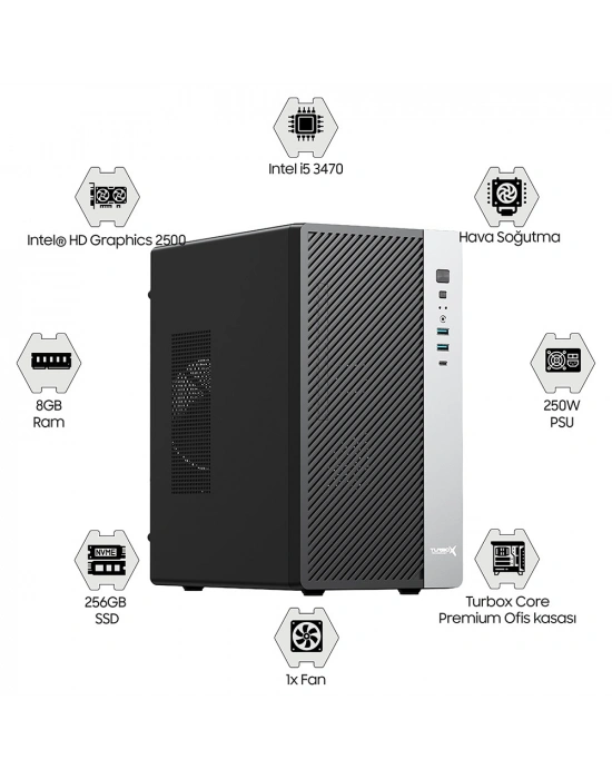 Turbox Tx140 i5 3470 8GB Ram 256GB SSD Oem Paket