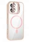 Joko Apple iPhone 16 Plus Remim Lensli Magsafe Standlı Kapak - Pembe