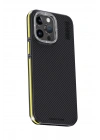 Joko iPhone 15 Pro Kılıf Aramid 600D Kevlar Karbon Fiber Magsafe Kapak - Sarı