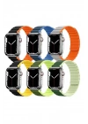 Movenchy Apple Watch 42mm MO-WB1 Çift Renk Mıknatıslı Silikon Kordon - Siyah-Sarı