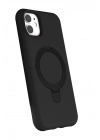 Newface Apple iPhone 11 Regal Magsafe Standlı Kapak - Siyah