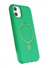 Newface Apple iPhone 11 Regal Magsafe Standlı Kapak - Yeşil