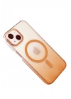 Newface Apple iPhone 14 Glossy Magsafe Kapak - Turuncu