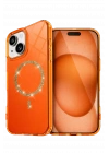 Newface Apple iPhone 14 Live Diamond Magsafe Kapak - Turuncu